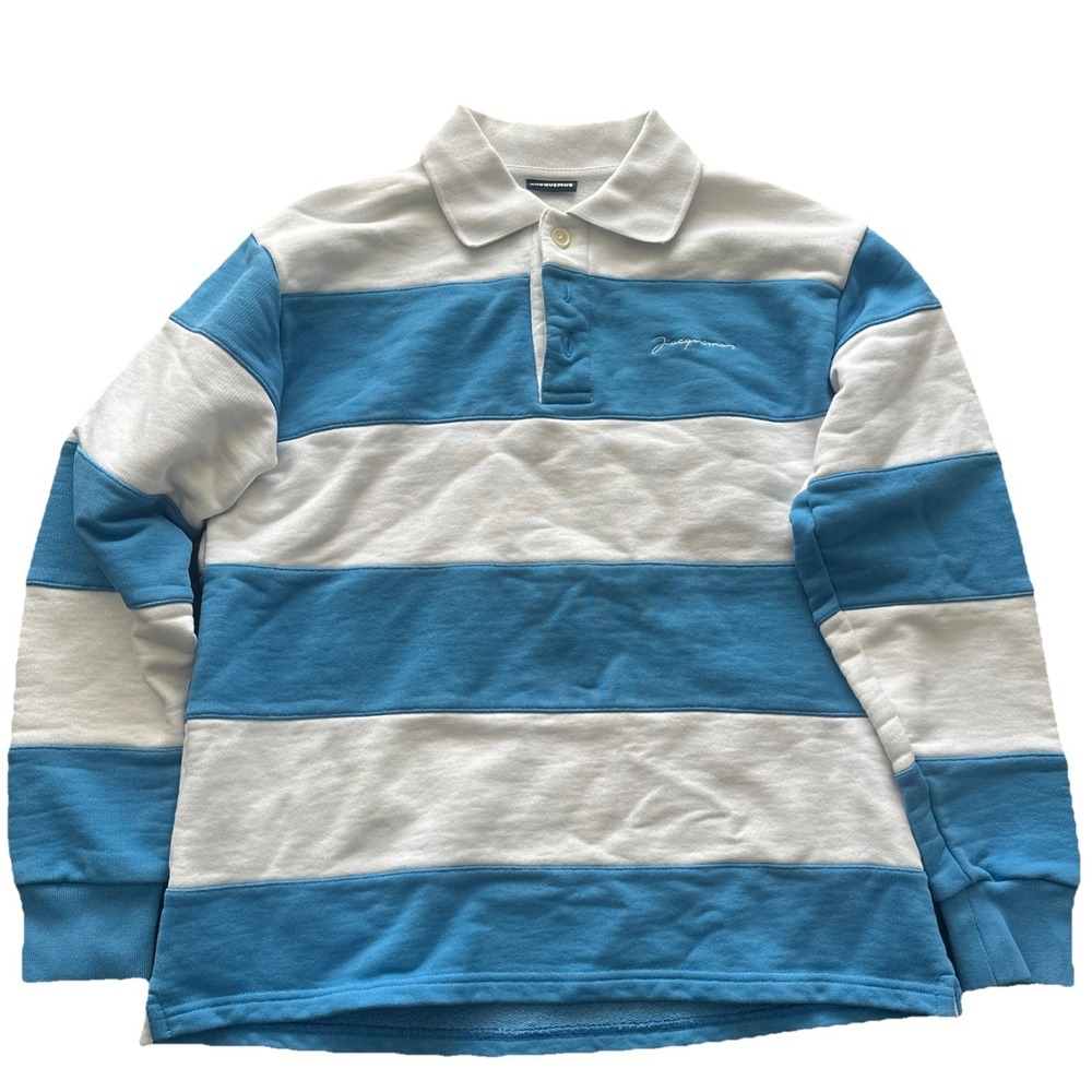 JACQUEMUS Blue and White Striped Men's Rugby Polo Shirt Mens Size Small Rare